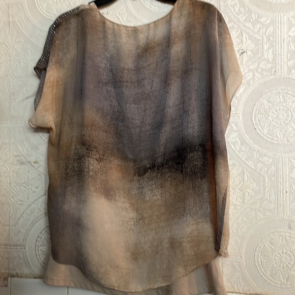 One World Tan/Brown Blouse W/Build in Tank.Embellishments Throughout Blouse.FIRM - Picture 10 of 10